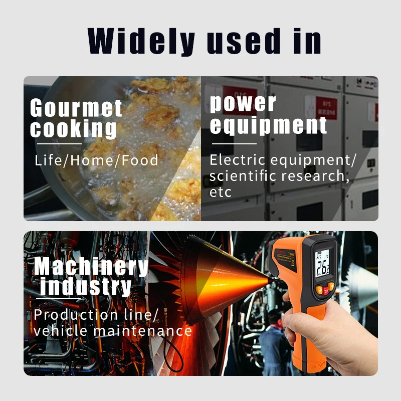 NJTY Digital Infrared Thermometer -50~600℃ Handheld Industrial Temperature Measuring Gun Non-Contact IR Pyrometer Gauge Tools