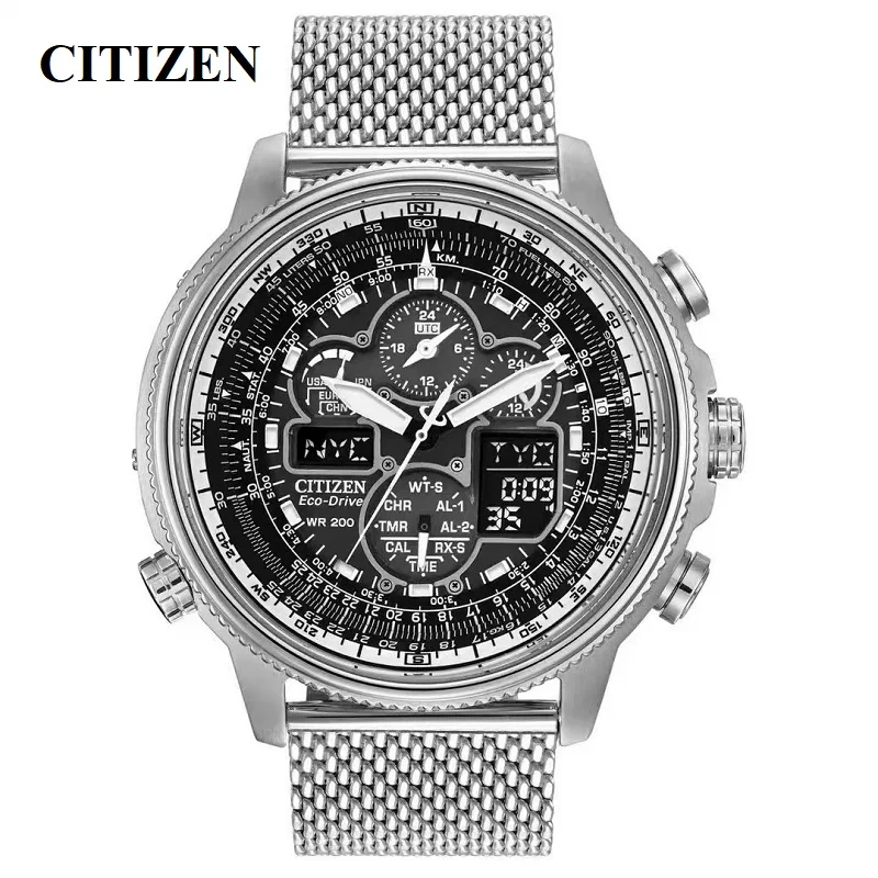 CITIZEN Skyhawk Herrenuhr, luxuriöse Herren-Quarzuhr, zweites Laufen, wasserdicht, Edelstahl, Business-Freizeituhr
