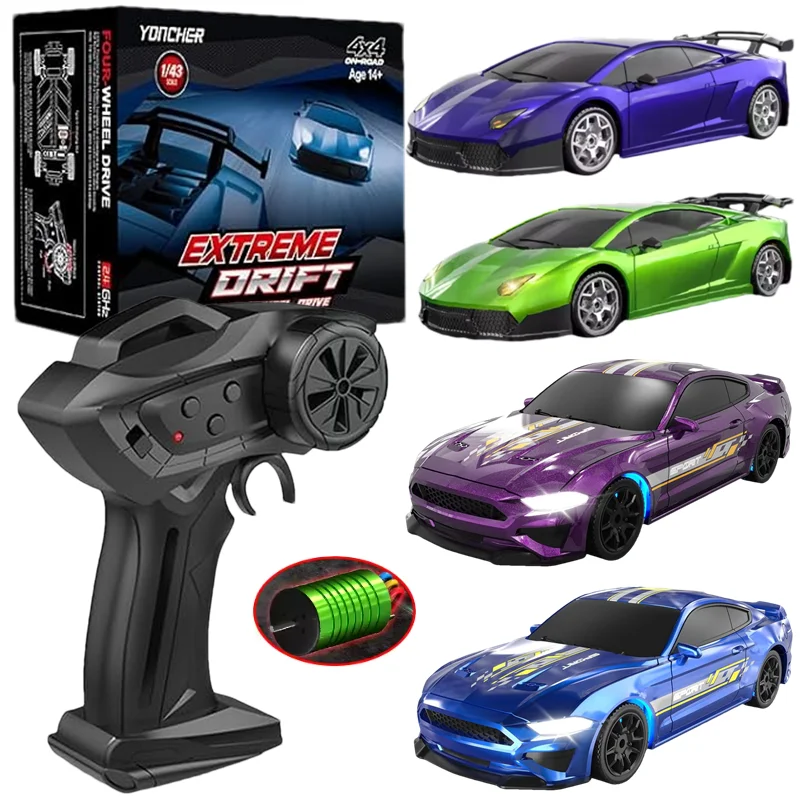 Mini Samochód RC Drift 1:43 lub 1/64 4WD Zdalnie Sterowany Samochód Wyścigowy z Oświetleniem LED, Prezent dla Dorosłych i Dzieci