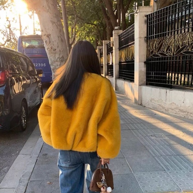 Damenmodelle, Fee, Winter, Herbst, Kunstpelz, V-Ausschnitt, Senior, einfach, locker, Freizeit, bequem, brandneue Elemente, Harajuku, vielseitig