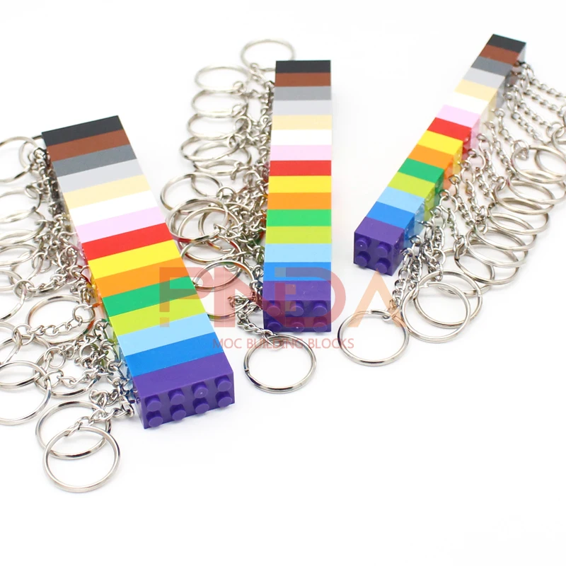 10 ชิ้น MOC 2x4 Key Chain Building Blocks ของขวัญสร้างสรรค์ MOC อิฐพวงกุญแจอิฐแผ่นใช้งานร่วมกับ
