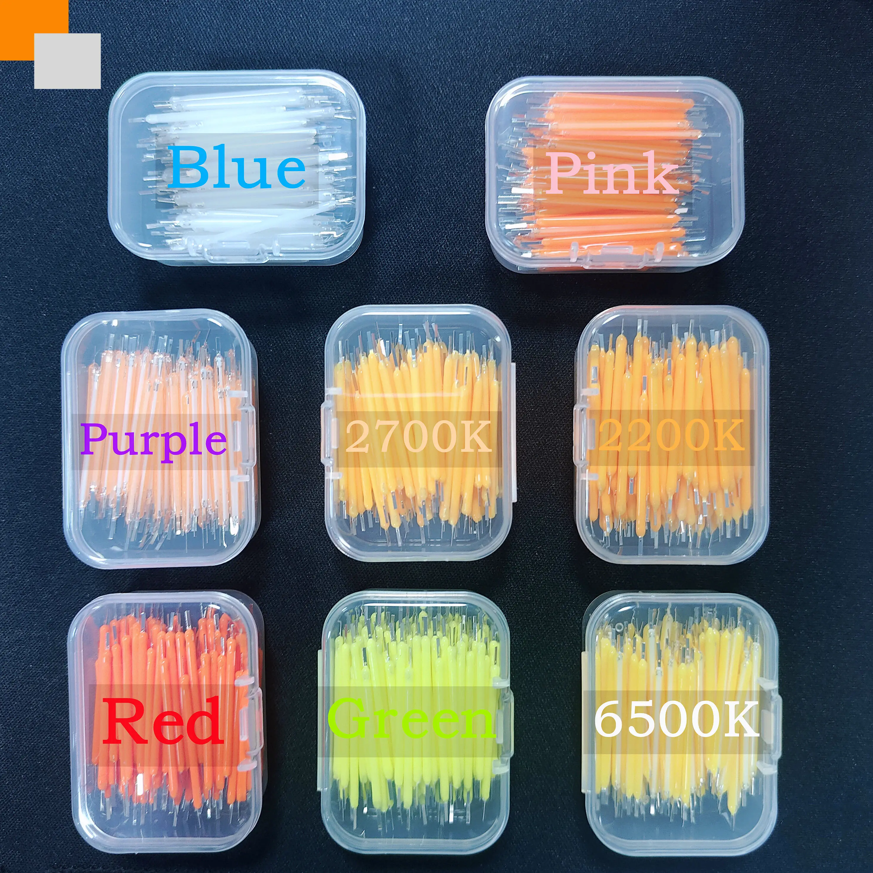 5 ~ 100 Uds por caja 3V 38mm filamento LED multicolor COB Edison bombilla lámpara diodos de luz incandescentes accesorios iluminación de vacaciones