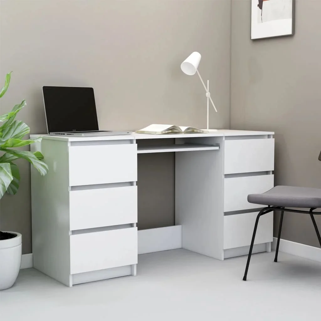 Mesa De Estudo Nórdico De Madeira Da Engenharia, Mesa De Escritório Branca, Mesa Do Computador Do Gamer Do PC, Mobília Home, 140x50x77 cm