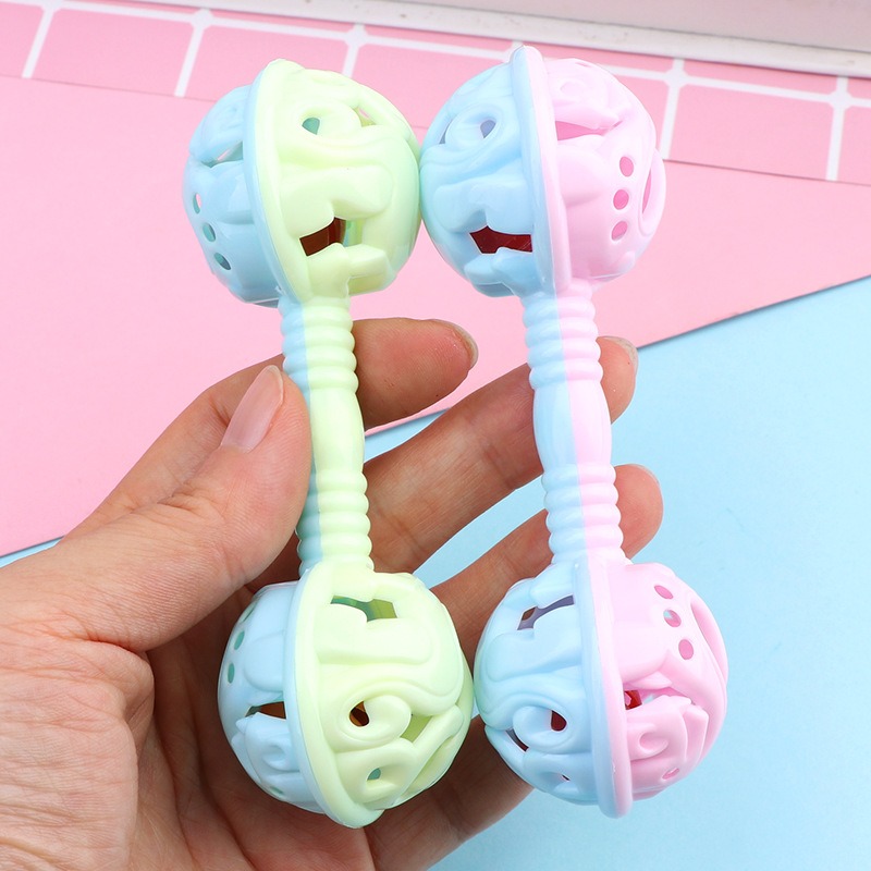 Double-Headed Hand Rattle ของเล่นเด็กเพื่อเอาใจเด็กเล็กของเล่น Rattle ของเล่นเด็ก Hand Holding Bell ของขวัญ