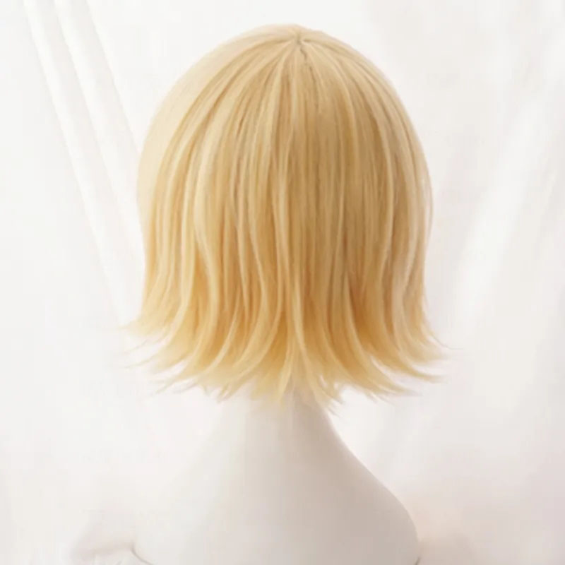 Rin สั้นสีบลอนด์สังเคราะห์ทนความร้อนผมอะนิเมะคอสเพลย์ Wigs