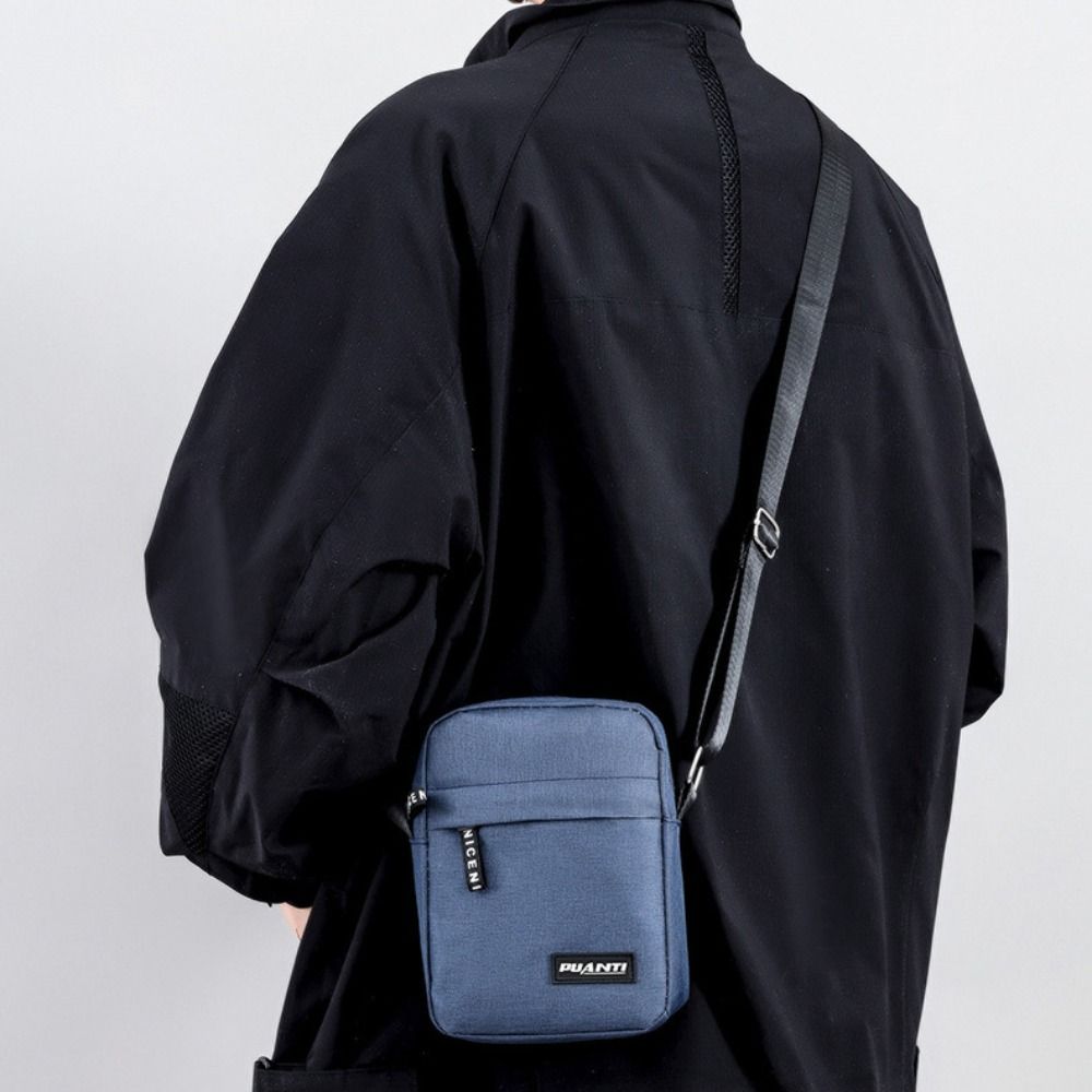 Mini bolsa de ombro de nylon masculina, bolsas monocromáticas crossbody casual e elegante, bolsa de mão retrô de negócios
