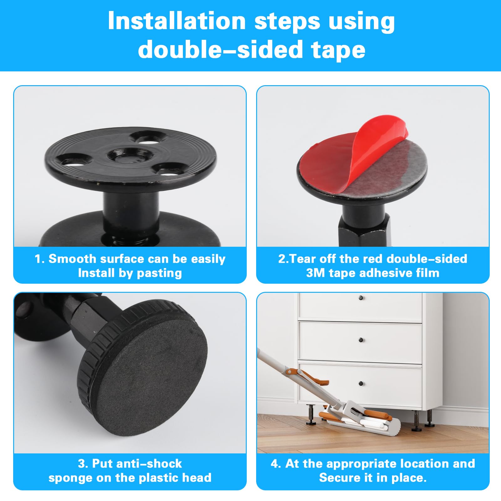 4-Pack Adjustable Furniture Feet (27-64mm) - Sofa/Table/Cabinet Leveling Legs, Drillable