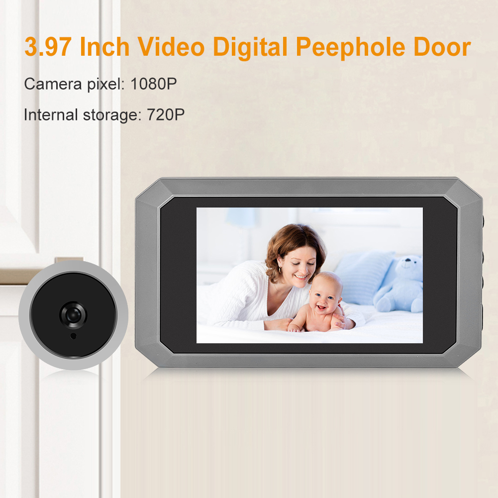 Visionneuse de porte numérique vidéo, visionneuse de porte de sécurité, enregistrement Photo, batterie au Lithium intégrée 1400mAh, caméra judas de porte, caméra 1080P
