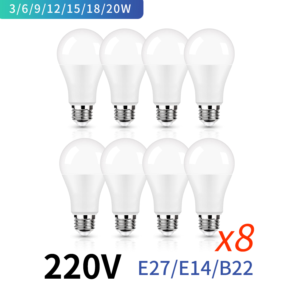 8 Teile/los Ampulle Led-lampe E27 E14 3W 5W 7W 9W 12W 15W 18W Smart IC LED lampe Licht Kalt Weiß Lampada Bombilla Lampe