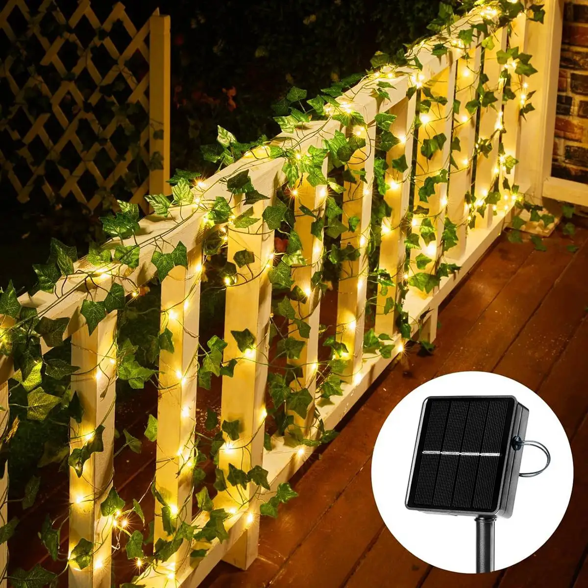 1pc 12 メートル 100 LED ソーラー人工アイビーストリングライトガーデンストリートガーランド屋外防水フェアリーライトパーティー結婚式の装飾