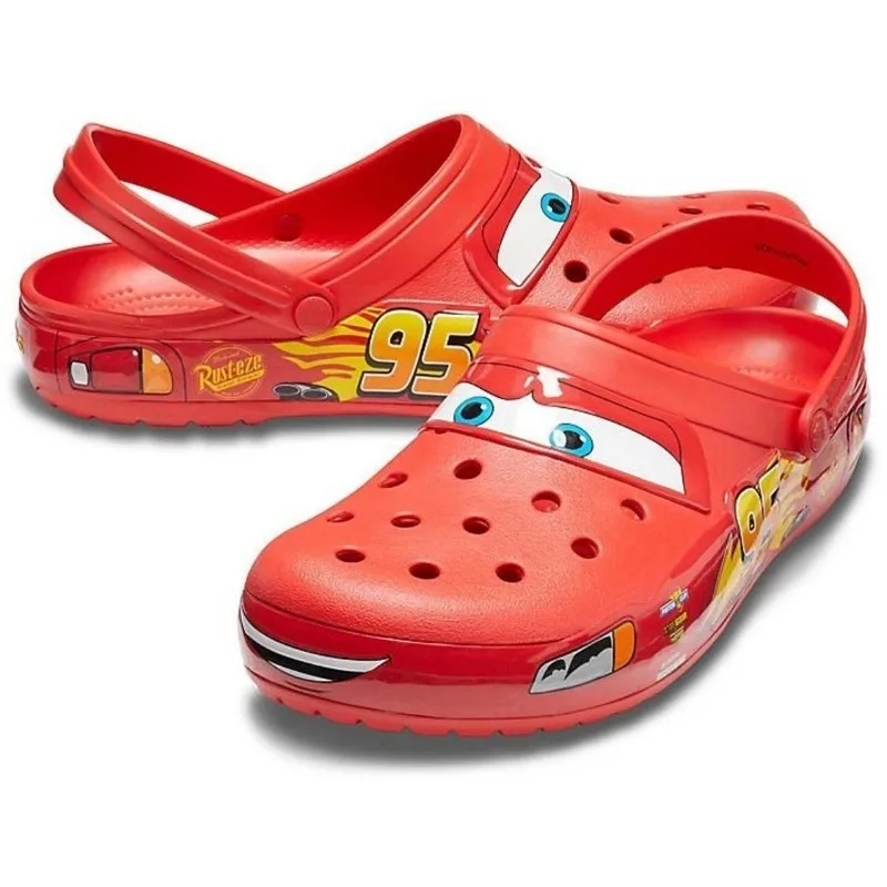 Disney-Relâmpago McQueen Chinelos De Desenhos Animados, Sandálias Ao Ar Livre De EVA, Monocromáticas, Respiráveis, Impermeável, Pixar, Casual, Presente