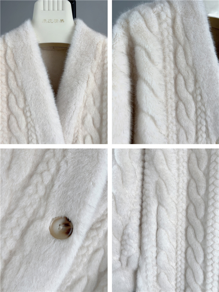 Cárdigan de piel para mujer, chaqueta larga gruesa con cuello en V Primavera y otoño, abrigo informal de piel sintética con botones, holgado y sencillo, 2025 Artificial Visón abrigo pelo mujer