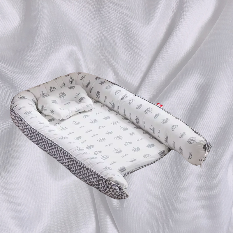 Cama ninho de bebê com travesseiro, 85*50cm, berço portátil, cama de viagem, berço de algodão para recém-nascidos, berço, amortecedor