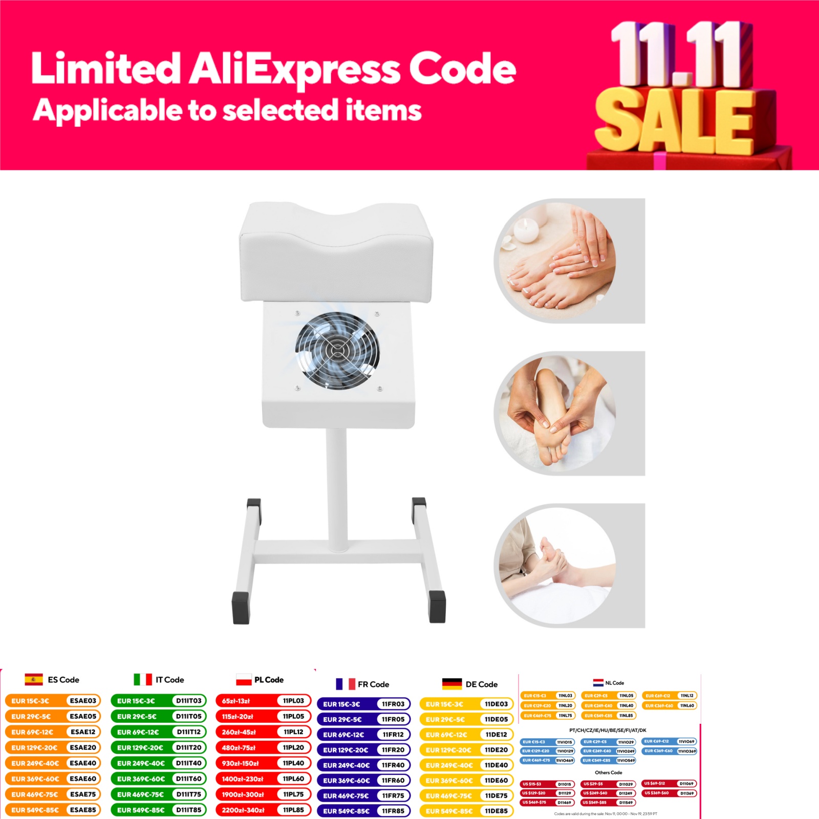 Taburete profesional para pedicura, silla de salón de belleza, taburete elevador, reposapiés, banco para uñas, silla de manicura ajustable con ventilador de limpieza