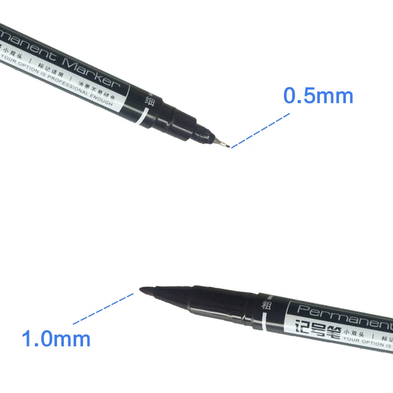 1/3 ชิ้น/เซ็ตTwin Tipเครื่องหมายถาวร,Fine Point, (สีดํา,สีฟ้า,สีแดง) หมึก, 0.5 มม.-1 มม.กระดาษCDแก้วผ้าสีเครื่องหมาย