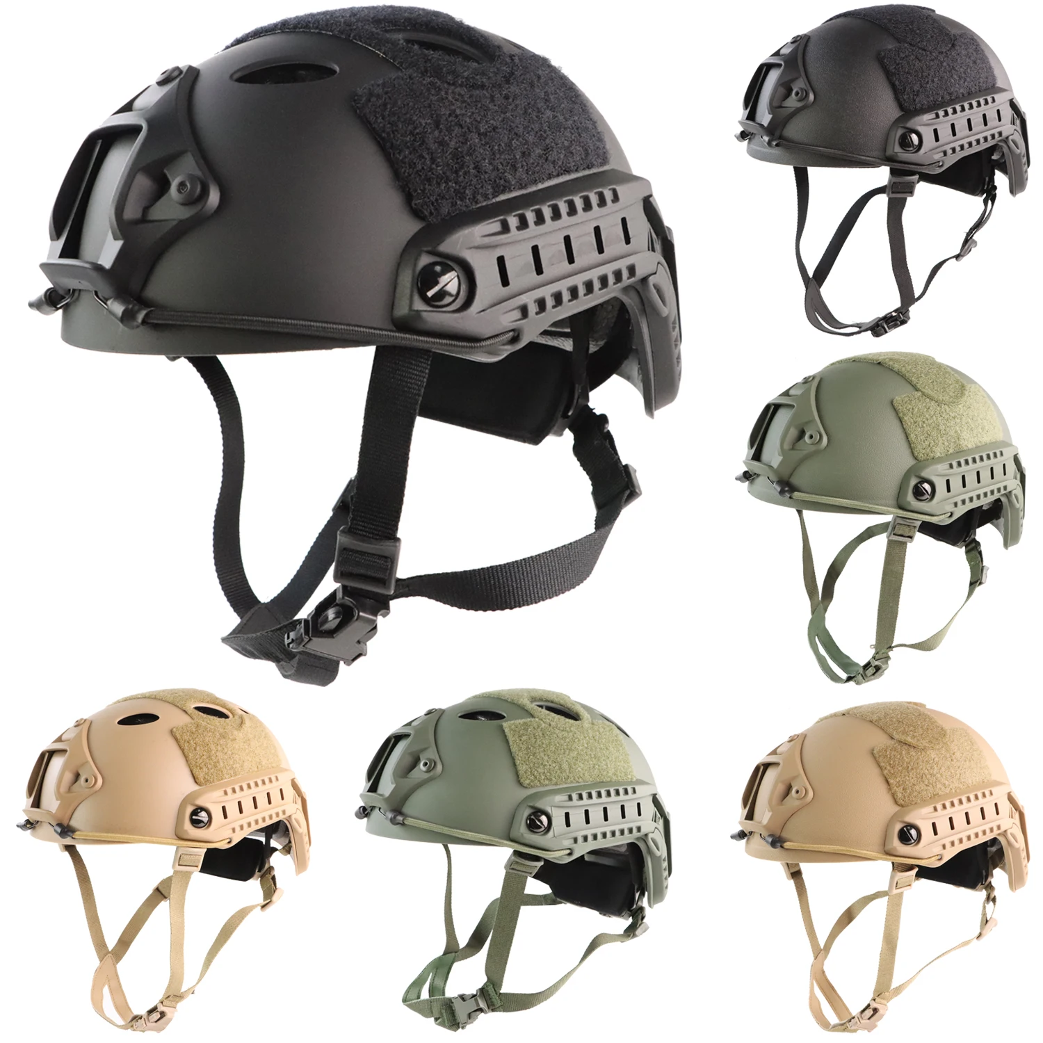 Capacete tático rápido, botão ajustável, engrossar abs, pistola de ar ao ar livre, equipamento de proteção cs, tamanho adequado da cabeça 55-60cm
