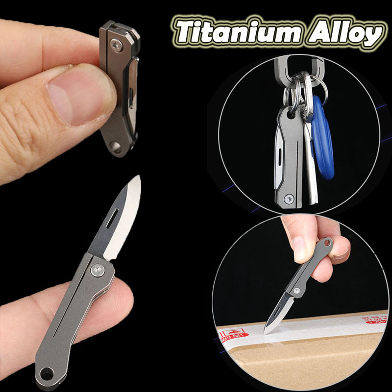 TC4 aleación de titanio Mini cuchillo plegable EDC llavero portátil colgante cuchillo Express desembalaje cuchillo de bolsillo regalo herramienta EDC