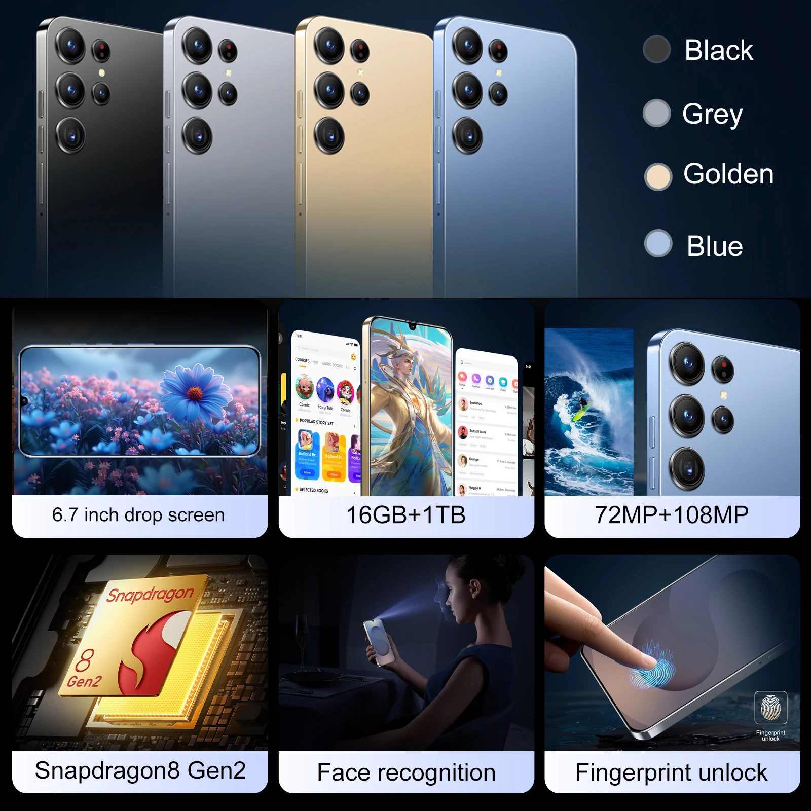 2025 新 S25 ウルトラスマートフォン 6.7 インチフルスクリーン 4G/5G 携帯電話 16TB + 1TB 6800mAh 携帯電話 108MP グローバルバージョン Celulares