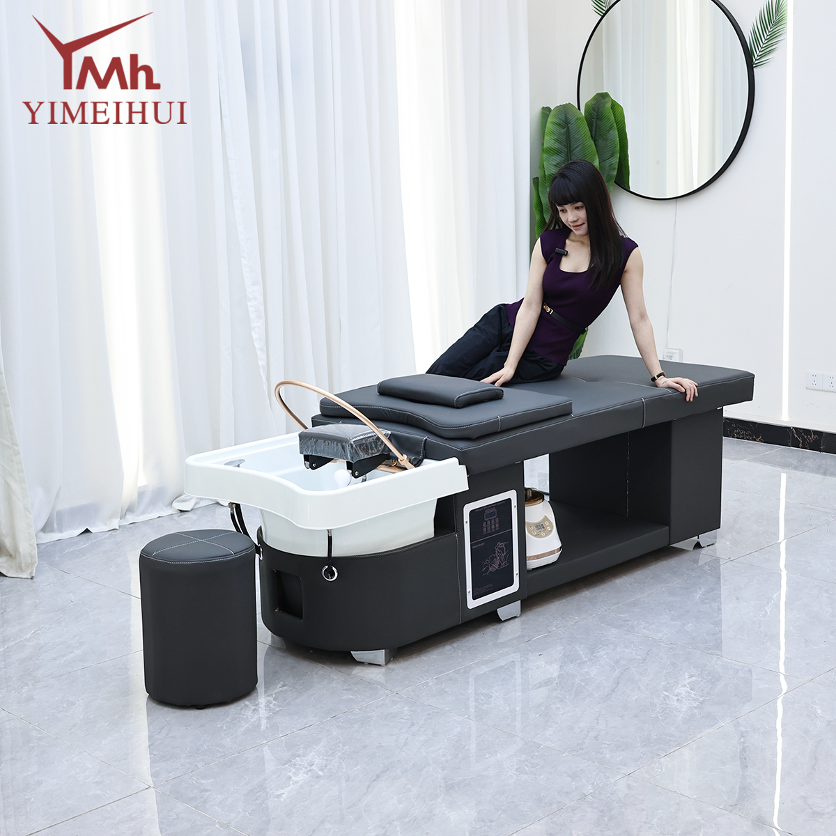 Оптовая продажа, японская спа-водопад, место для хранения оборудования, кровать для шампуня с водным циклом, фумигация