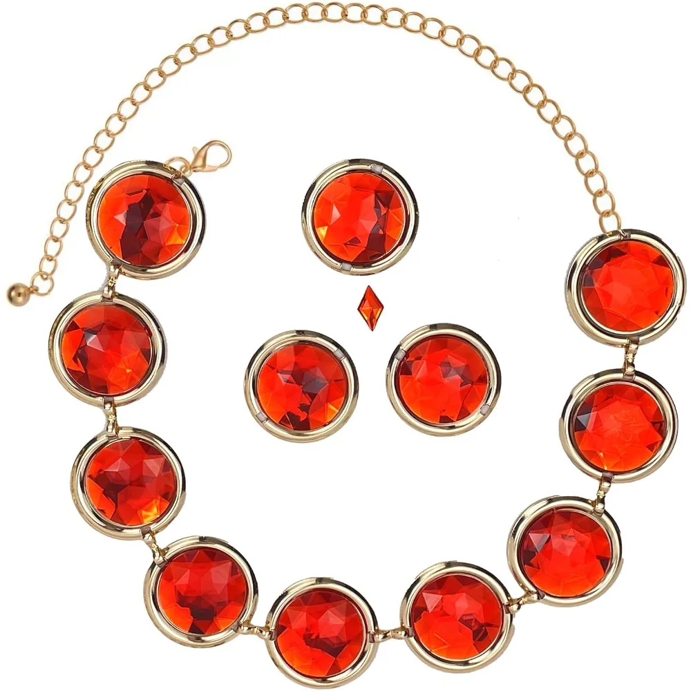 5-teiliger Anime-Cosplay-Taillengürtel für Damen, roter Edelstein-Gürtel, Steinkette für Halloween-Kostüm-Zubehör
