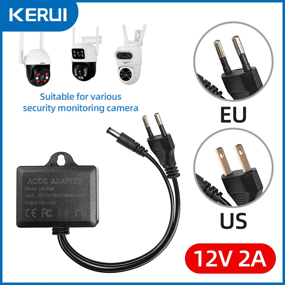 Adaptador de corriente para cámara CCTV AC/DC 12V 2A, fuente de alimentación impermeable para exteriores, adaptador de enchufe UE EE. UU., cargador para cámara CCTV
