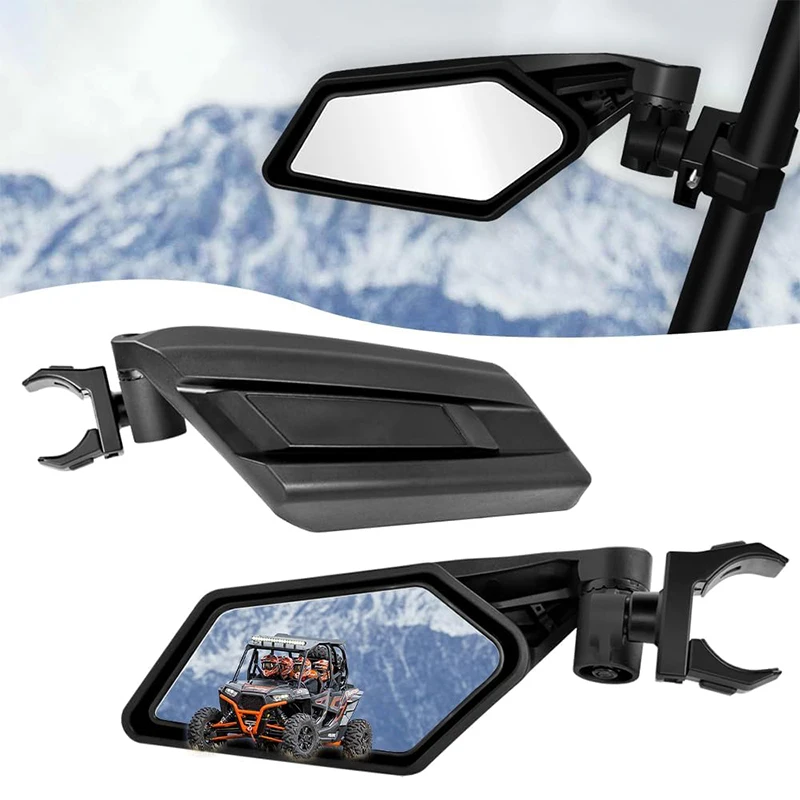 Espelhos laterais utv rzr espelhos laterais ajustáveis com barra de rolo de 1.5 "-2" para polares rzr 1000 can am maverick yamaha yxz rinoceronte pioneiro