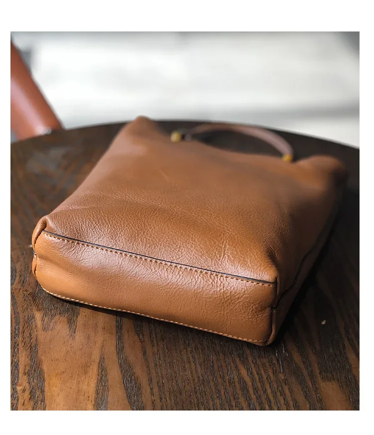 Tas tangan kulit asli wanita, tas bahu, tas komposit serbaguna, tas kulit sapi lembut alam Retro, baru