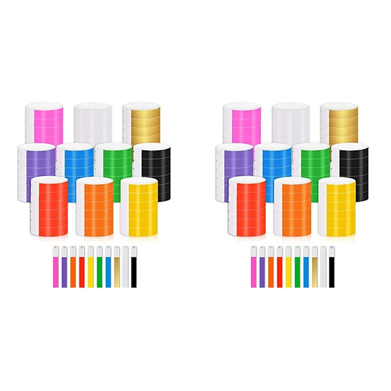 2000 PCS Paper Wristbands Waterproof Neon Wristbands Wristbands For Events Suitable For Parties, Wristbands(10 Colors)
