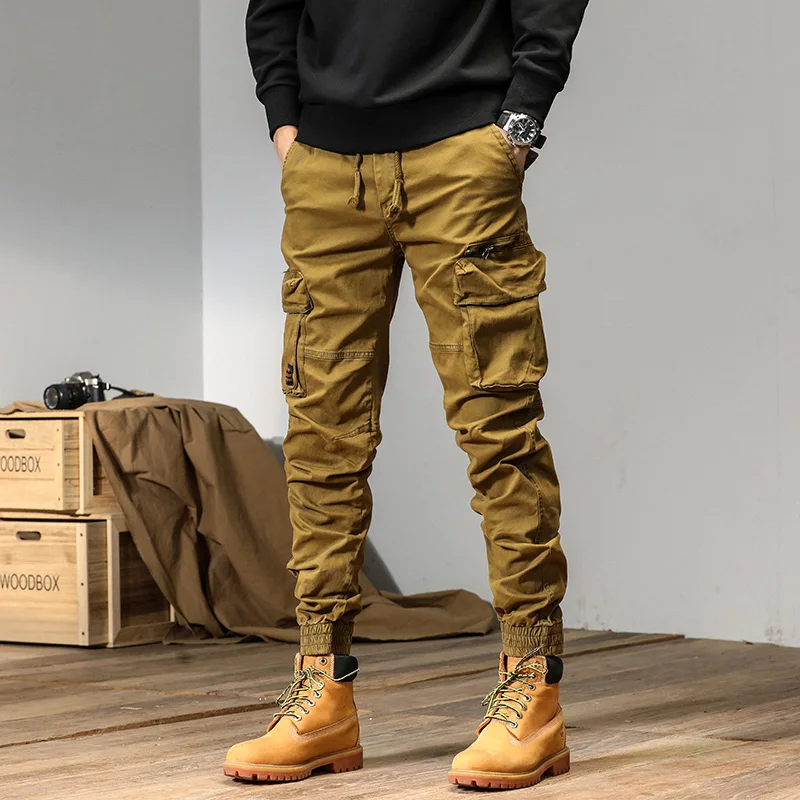 CAAYU JoggersกางเกงCargoผู้ชายสบายๆY2k MultiPocketกางเกงชายSweatpants Streetwear TechwearยุทธวิธีTrackกางเกงสีดําผู้ชาย
