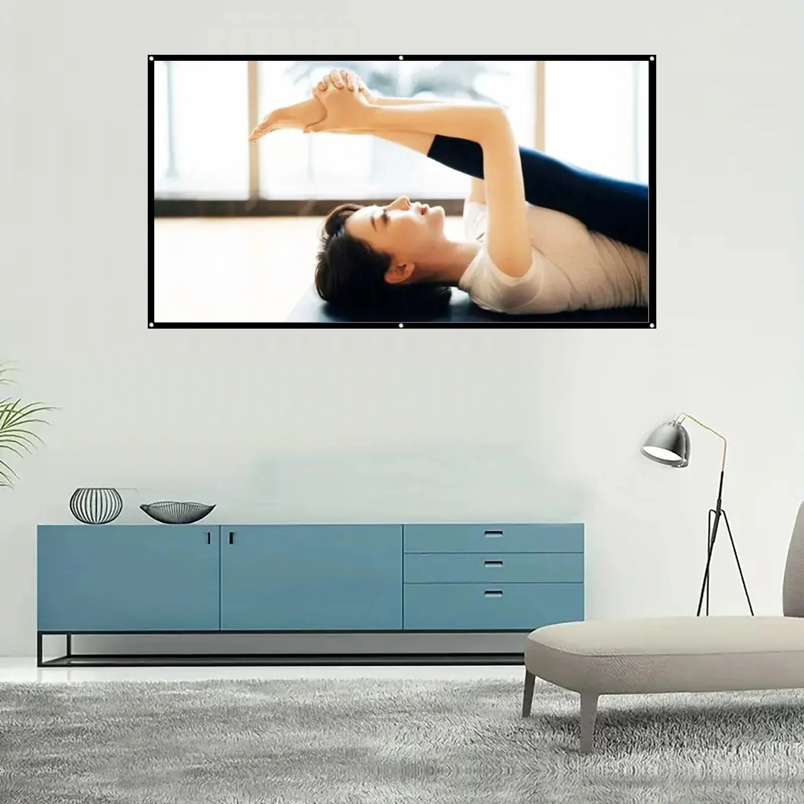 Schermo per proiettore 2025 100-133 pollici metallo grigio anti-luce 16:9 bordo nero portatile con fori schermo per proiezione esterna domestica