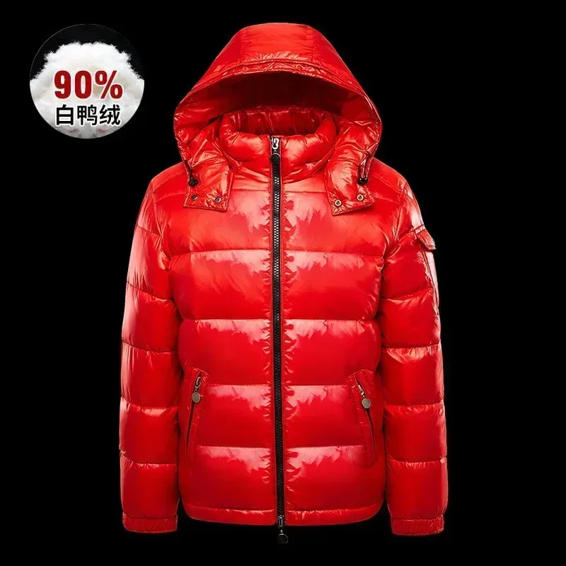 Winter New Glossy Down Jacket Men's and Women's Puffer Jacket Hooded Plus Size Coats Thickened Warm Down Coat Goose Down