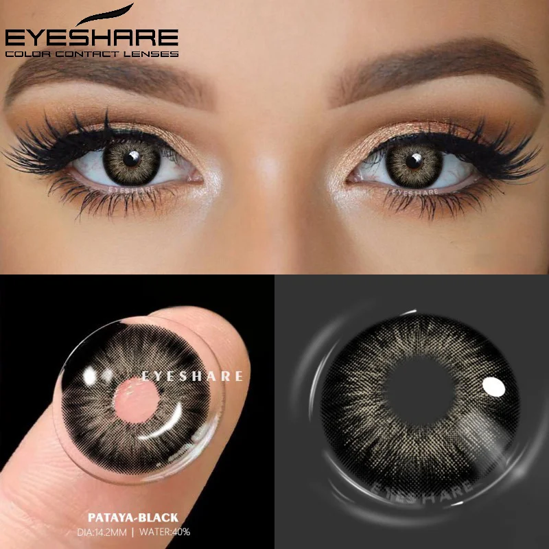 EYESHARE 1 Cặp Kính Áp Tròng Màu Dùng Cho Mắt Pattaya Tự Nhiên Hàng Năm Sử Dụng Ống Kính Xanh Dương Nhiều Màu Kính Làm Đẹp Học Sinh