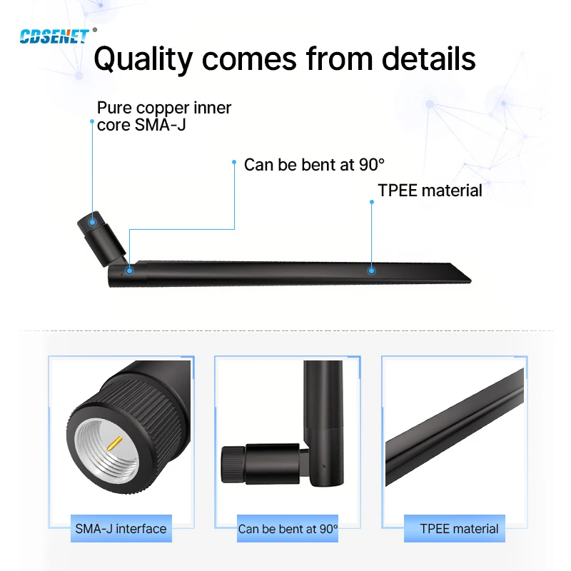 2Pcs 915MHz Gummi Antenne Omnidirektionale High Gain 3,5 dBi SMA-J Interface TPE-E für Smart Home Router CDSENET TX915-JKD-20