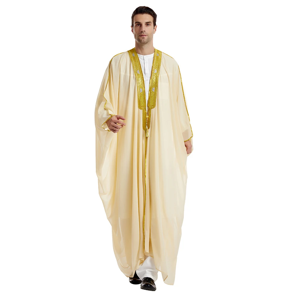 Marokko Abaya offene Strickjacke muslimische Männer Jubba Thobe Arabien Islam Kimono lässig lange Robe Dubai Saudi Truthahn Abayas Kleidung Kaftan