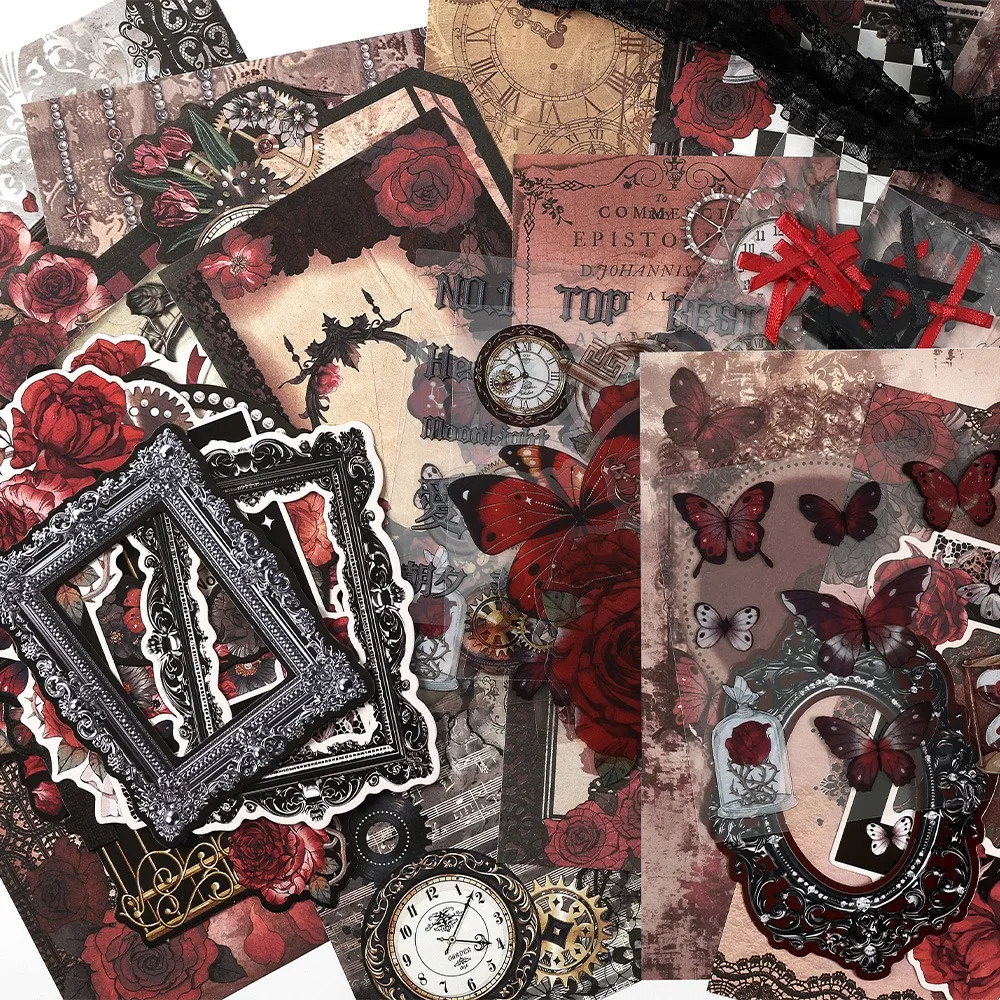 Paper Stickers DIY Itabag Insert Material Retro Lace Ribbon Itabag Decor DIY Material Creative Colorful