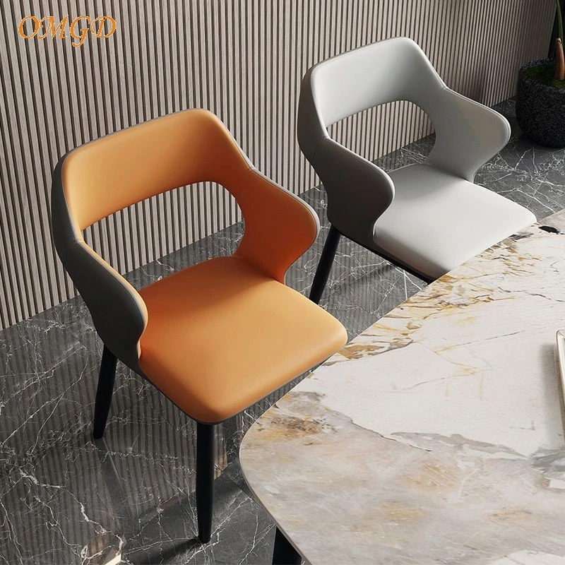 OMGD Light Luxury Backrest Simple Dining Table And Chairs High-grade Tea Table Chairs Negotiation Chairs Light Luxury Chairs