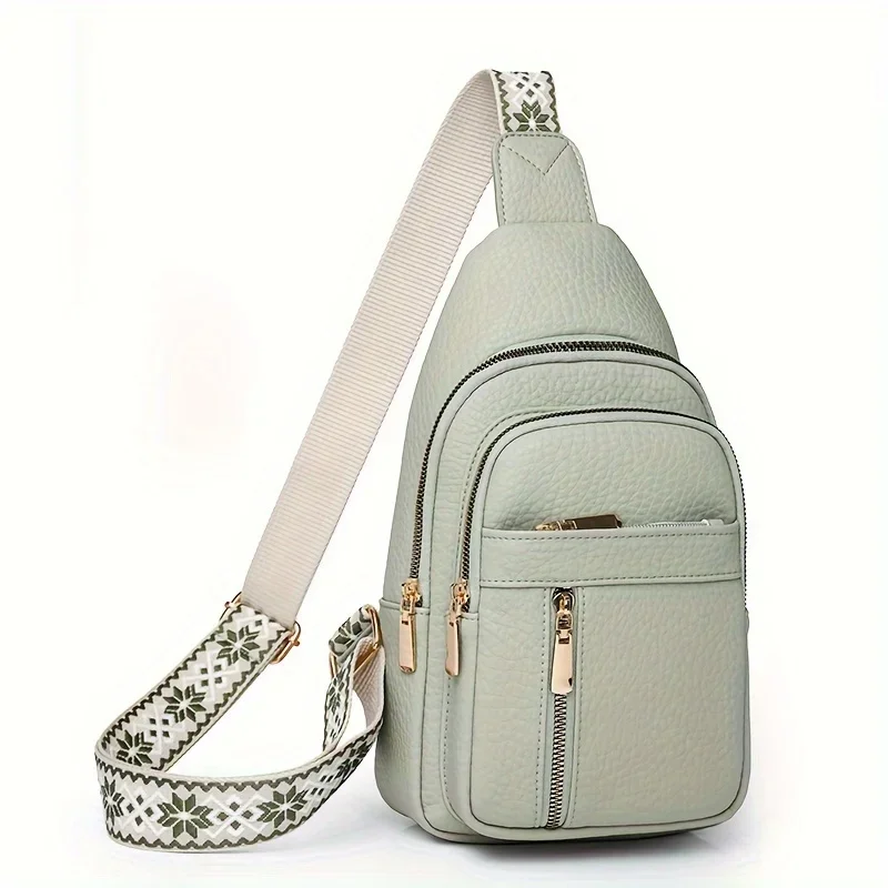Multifuncional Retro Chic PU couro macio Crossbody Bag, vários bolsos com zíper, versátil para lazer e esportes
