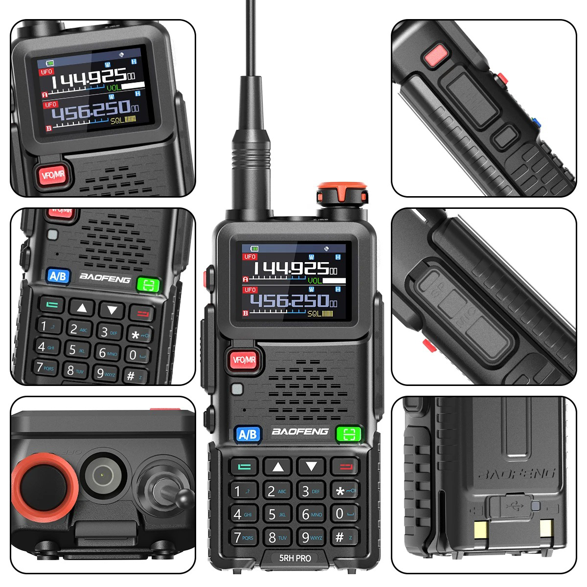 Baofeng UV-5RH PRO GPS 워키 토키 멀티 밴드 무선 복사 주파수 유형-C 충전기 업그레이드 UV-5R UV-17 Pro Gps Ham Radio