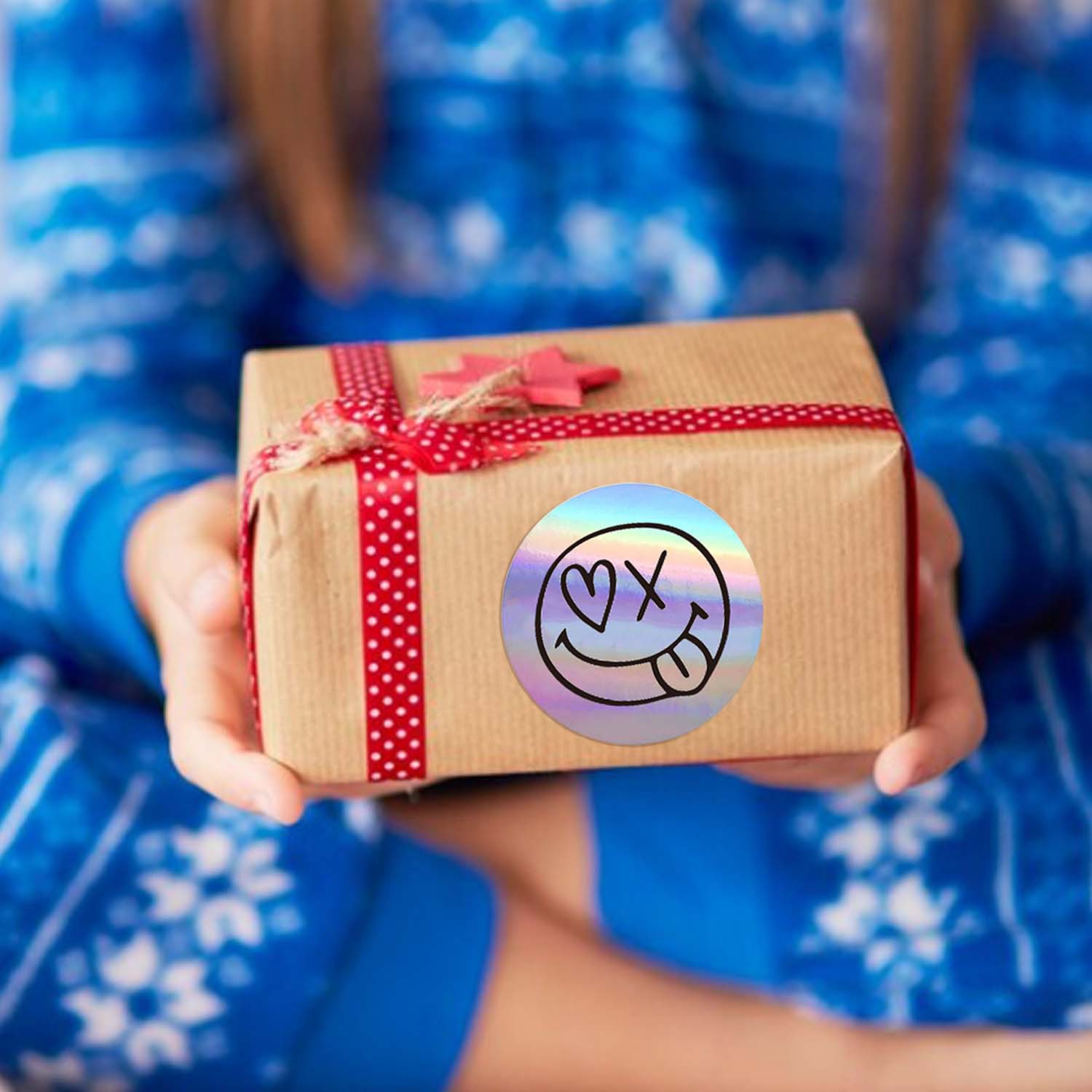 500 ピース/ロール Happy Yeah Funning Expression レーザーステッカー 2.5 センチメートル/1.0 インチ DlY 装飾ギフト、ノートブック、ケトル、電話、シールラベル