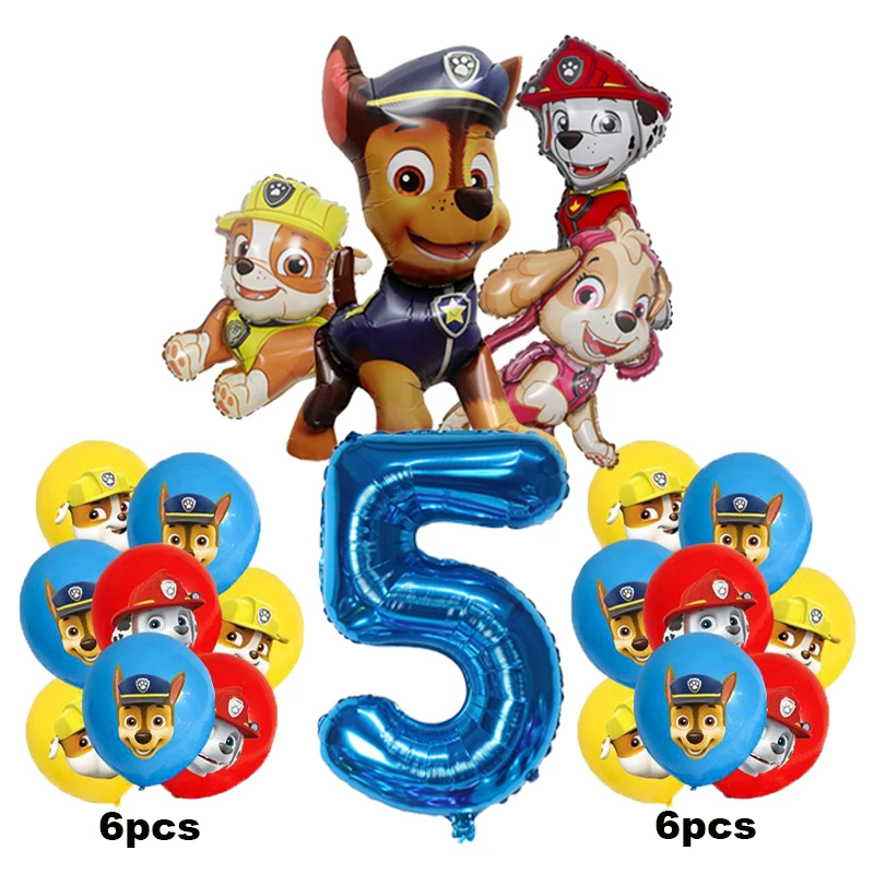 17 ชิ้นการ์ตูน PAW Patrol วันเกิดตกแต่งฟิล์มอลูมิเนียมดิจิตอลชุดบอลลูนสุนัข Chase Marshall Skye เด็กอุปกรณ์ของเล่น