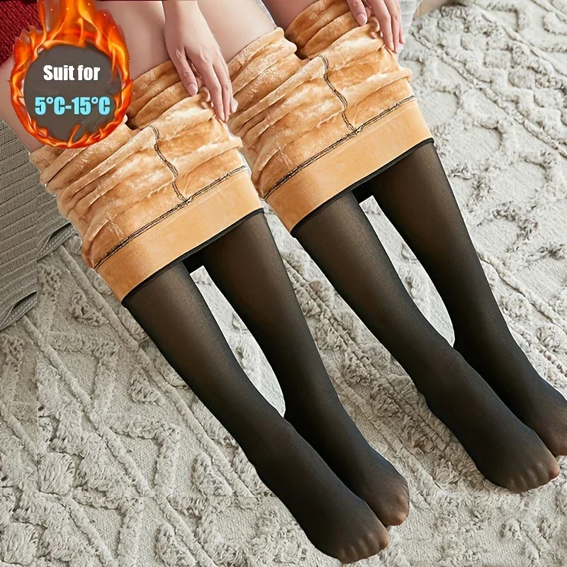 Dicke Thermische Strumpfhosen Strümpfe Frauen Warme Winter Sexy Transluzente Strumpfhosen Leggings Weibliche Hohe Taille Elastische Dünne Strumpfhosen