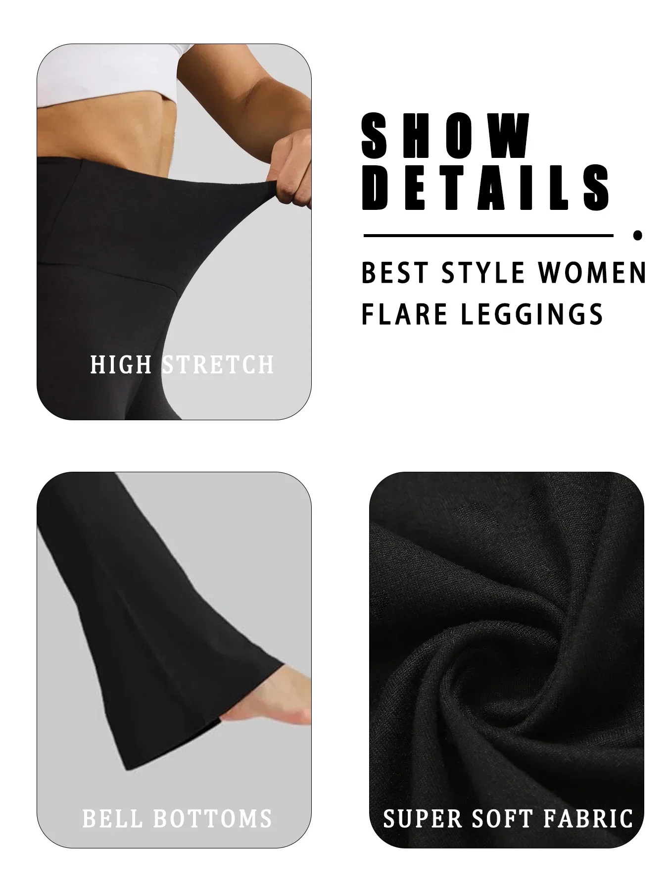 2er-Pack superweiche Schlaghose für Damen mit hoher Taille, Bauchkontrolle, Workout, Yoga, Push-Up, Fitnessstudio, Fitness, lange Leggings, Schlaghose