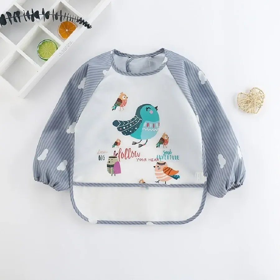 For1-3Year Sciarpa a maniche lunghe per bambini Impermeabile per bambini Art Grembiule Bavaglino per alimentazione Grembiule Tasca per neonati Ragazzi Ragazze Burp Bavaglini a banana in stoffa