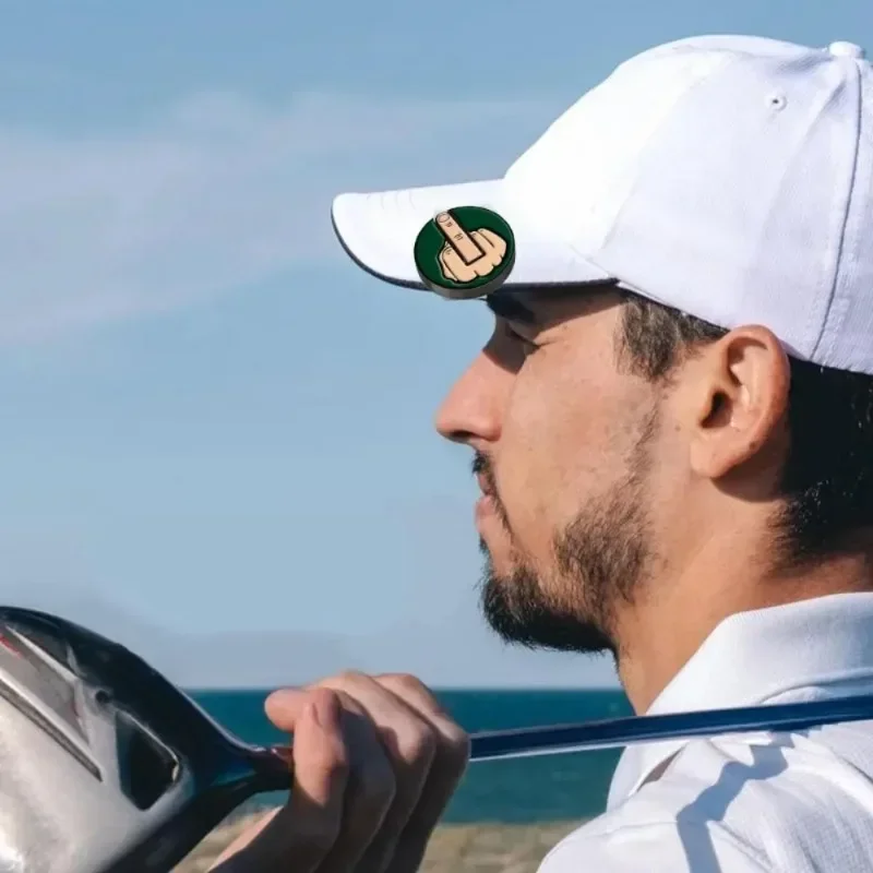 ตลกนิ้วกลางกอล์ฟ Ball Marker หมวกกอล์ฟคลิป Marker แม่เหล็กที่ถอดออกได้กอล์ฟตําแหน่ง Mark Golf Accessorie 