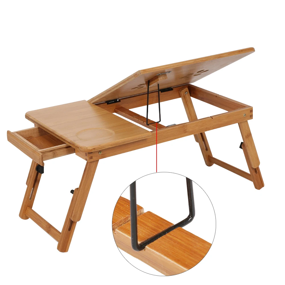 Adjustable Bamboo Rack Shelf Dormitory Bed Lap Desk Two Flowers Book Reading Tray Stand Bed Lap Desk Adjustable Laptop Stand