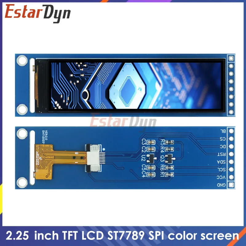 Estardyn 2.25 polegadas TFT LCD ST7789 tela pequena 76*284 módulo LCD tela colorida SPI de visão completa