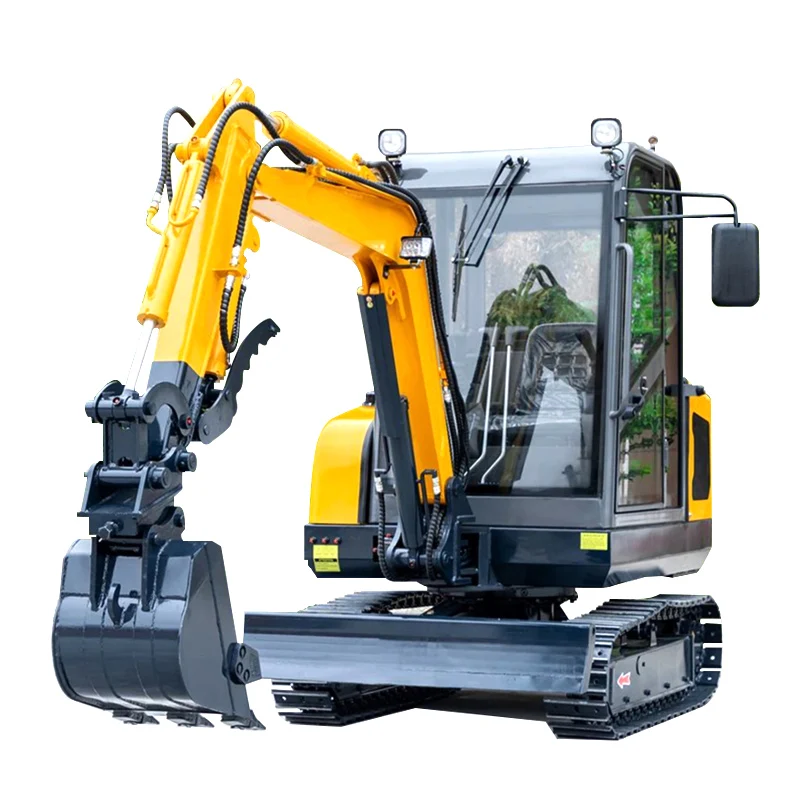 Mini excavadora HW25 de 2,5 t con equipo de construcción de motor diésel de cabina, ensacadora compacta de 2 toneladas con cucharón personalizado