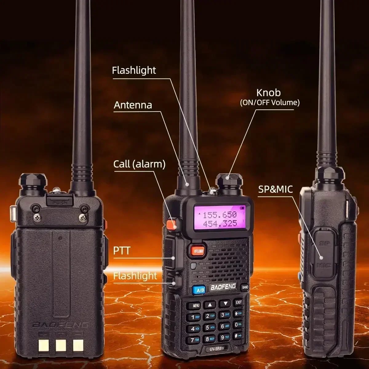 1/2PCS BaoFeng UV-5R 8W Tri-Power Walkie Talkie High Power Dual Band Long Range 128 CH Tragbare Handheld UV 5R Ham Zwei Weg Radio