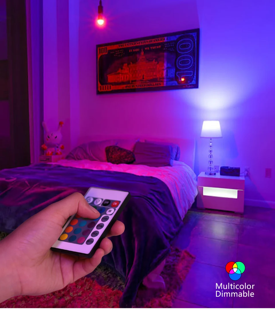 16 Color RGB Colorful Infrared Remote Control Bulb 24 Key Remote Control Spotlight Color Changing Party Atmosphere Light