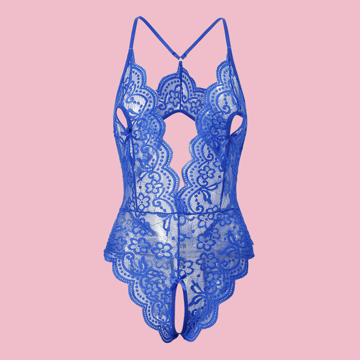 Body hueco sin entrepierna para mujer, mono ajustado de encaje de malla erótica, mono Sexy de verano a la moda, ropa de dormir, vestido sexual 2024